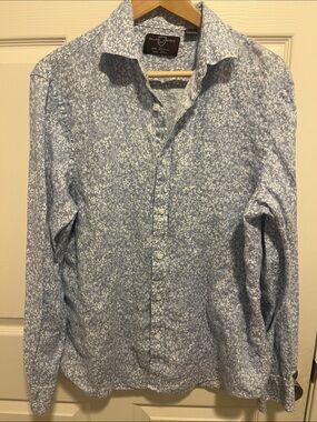 Black Brown 1826 Light Blue Floral Button-Down Shirt Linen